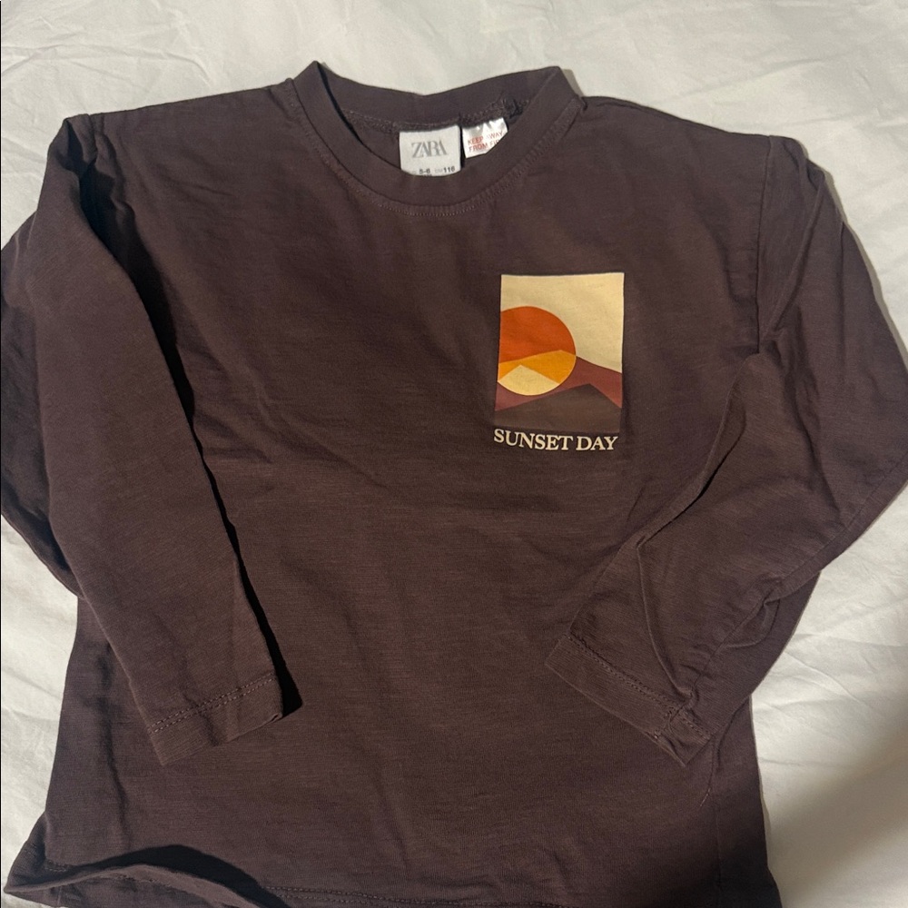 Zara Kids' Brown Long Sleeve Shirt